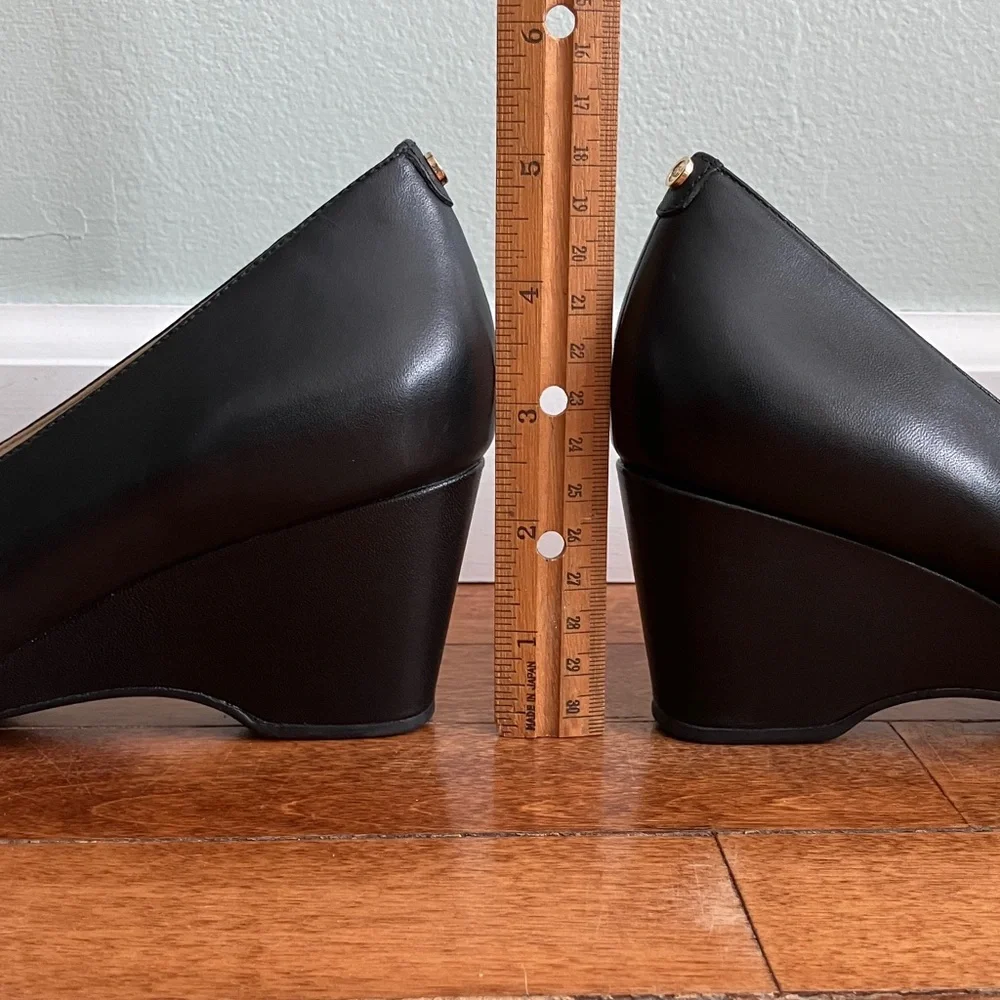 Cole Haan Wedge Waterproof Leather Pumps Black 7.5B Career Office Heels W17526